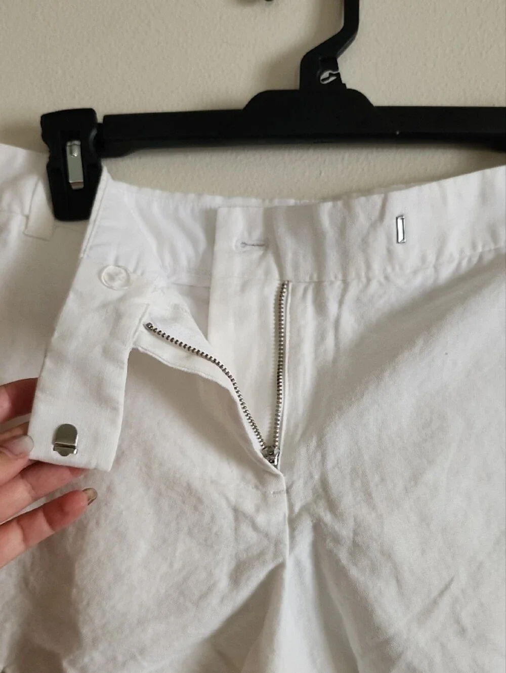 J. Crew White Cotton Linen Scalloped-Edge Shorts Womens 14